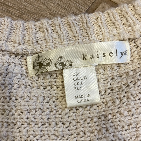 Kaisely Cold Shoulder Raw Hem Sweater LARGE - Picture 3 of 6